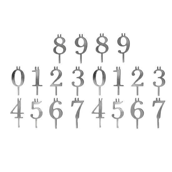 Number Candle Holder Set Reusable Silver Digital Birthday Cake Candle Holder 0-9 Numbered Cake Topper Decoration for Birthday Anniversaries