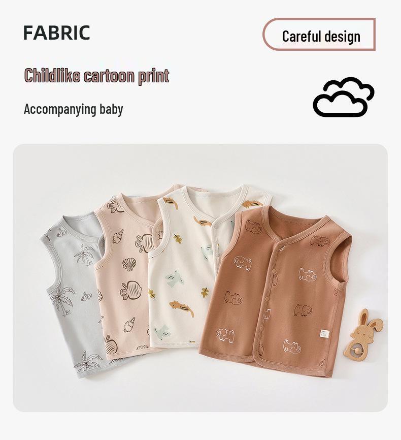 Ins-Style Pure Cotton Baby Vest: Spring/Autumn Belly Protection for Newborns and Children