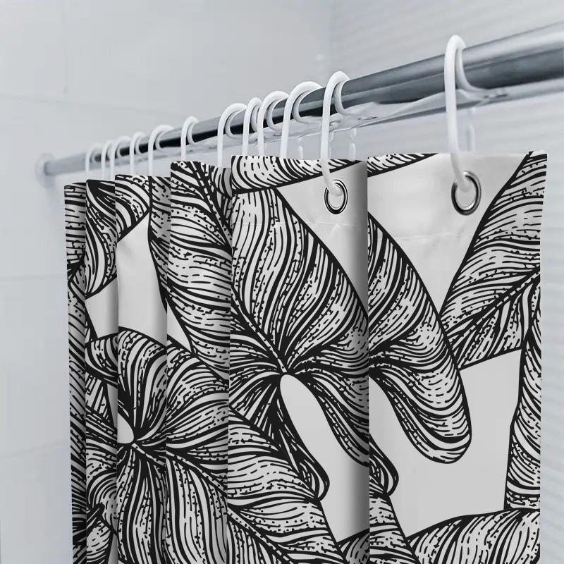 Decorate Your Bathroom With This Black White Leaves Shower Curtain Perfect For Modern Bathrooms!