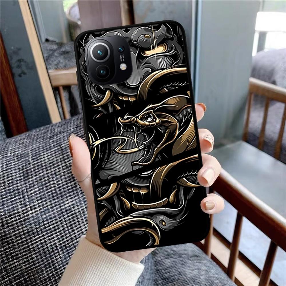 Samurai Oni Mask Phone Case For Xiaomi Mi 5X 8 9 10 11 12 Lite Pro 10T PocoX3pro PocoM3 Note 10 Pro Lite