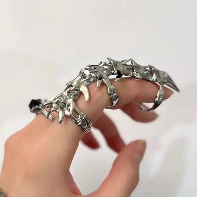 Y2K Goth Fashion Cold Sweet Cool Ring Cyberpunk Mechanical Wind Opening Can Adjust The Joint Ring Men Women Jewelry Accessories