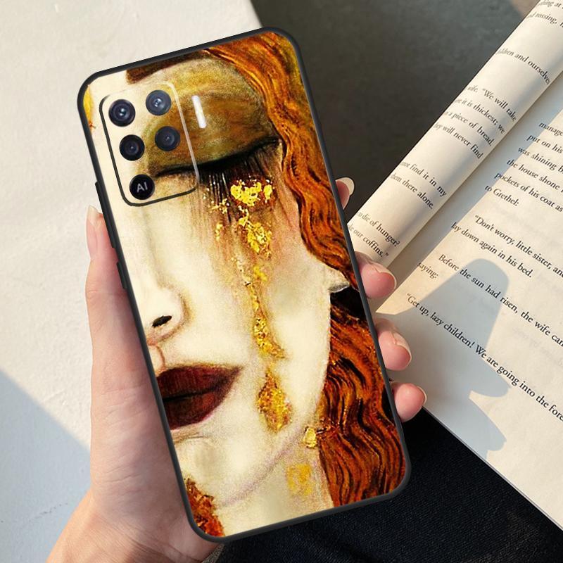 Gustav Klimt Kiss Art Case For Oppo A80 A60 A40 A78 A38 A18 A98 A58 A96 A76 A16 A94 A74 A54 A15 A17 A57 A77 A5 Pro