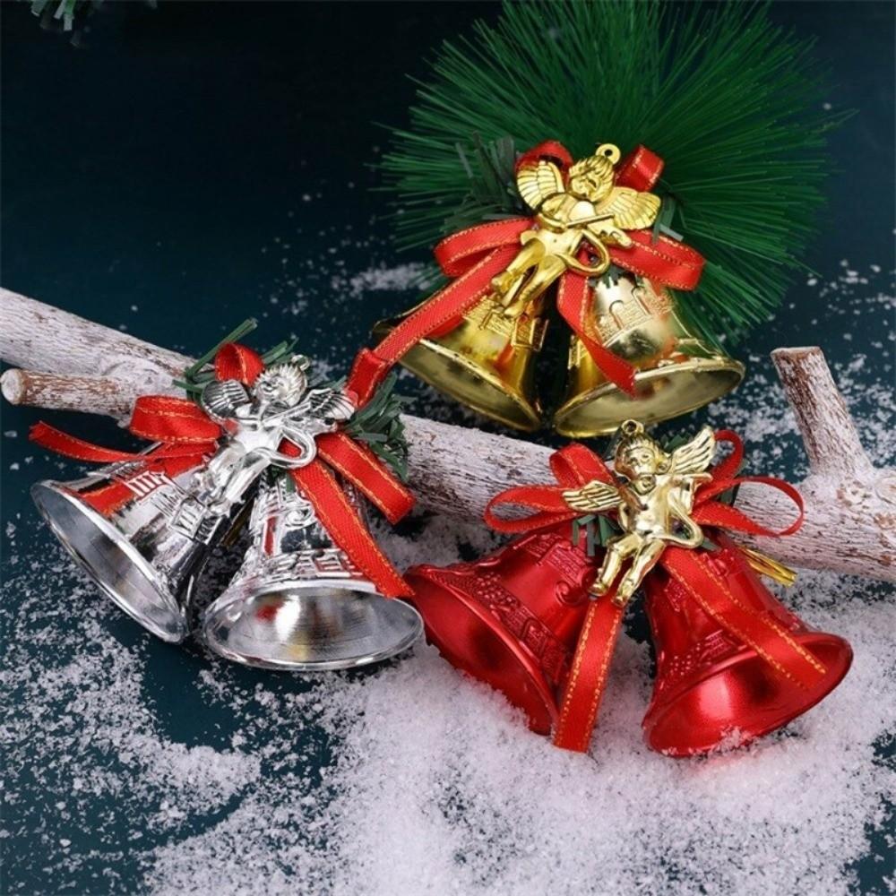 4/2Pcs Plastic Christmas Bells Merry Christmas Xmas Tree Decorations  Festival Party Celebration