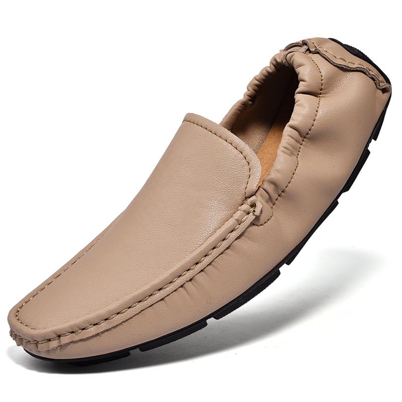 

Fashion Golden Sapling 2025 Spring New Fashion Men Loafers Korean Style Soft Leather Slip-on Shoes Man Daily Casual Lazy Shoe Boat Shoes 49 темные хаки