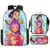 School Season Kpop Demon Hunters Student School Bag Girls Large Capacity Middle School Student Backpack Three-Piece Set