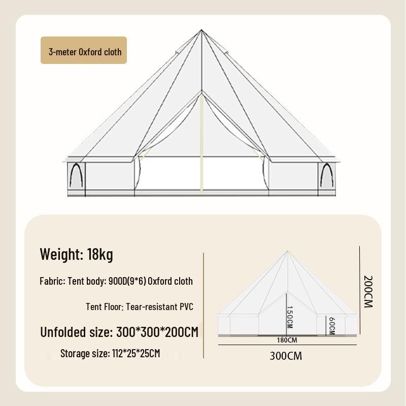 Double Outdoor Yurt Tent: Sunshade Canopy, All-Weather Camping Tent, Full Set for Overnight Use