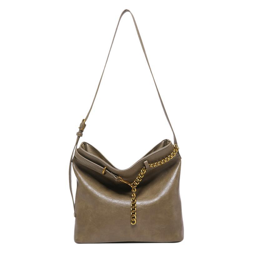 Versatile ins messenger bag women's 2025 new trendy retro bucket bag college style large capacity underarm bag