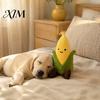 Indoor Play Toys for Pets Plush Corn Dog Toy, Squeaky Stuffed Chew Soft Teething Dogs Puppy Toy Small To Medium Pet Aggressive Chewers