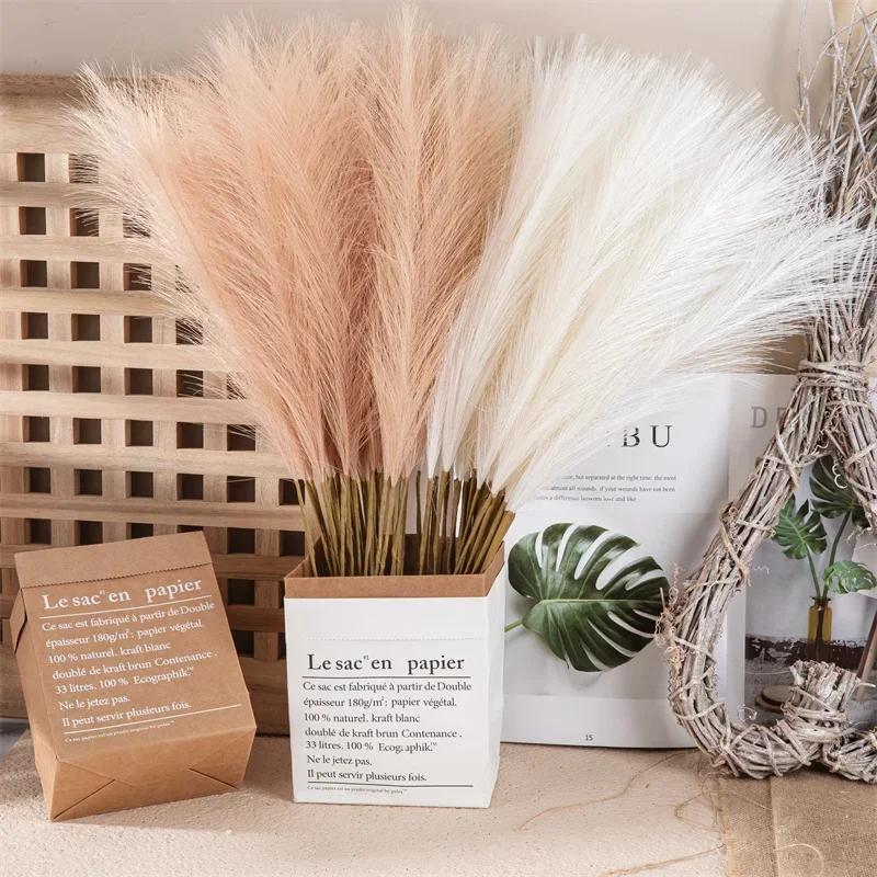 5PCS Artificial Pampas Grass Artificial Flower Home Party Table Flower Arrangement Decoration Wedding Decor Fluffy Reed Grass