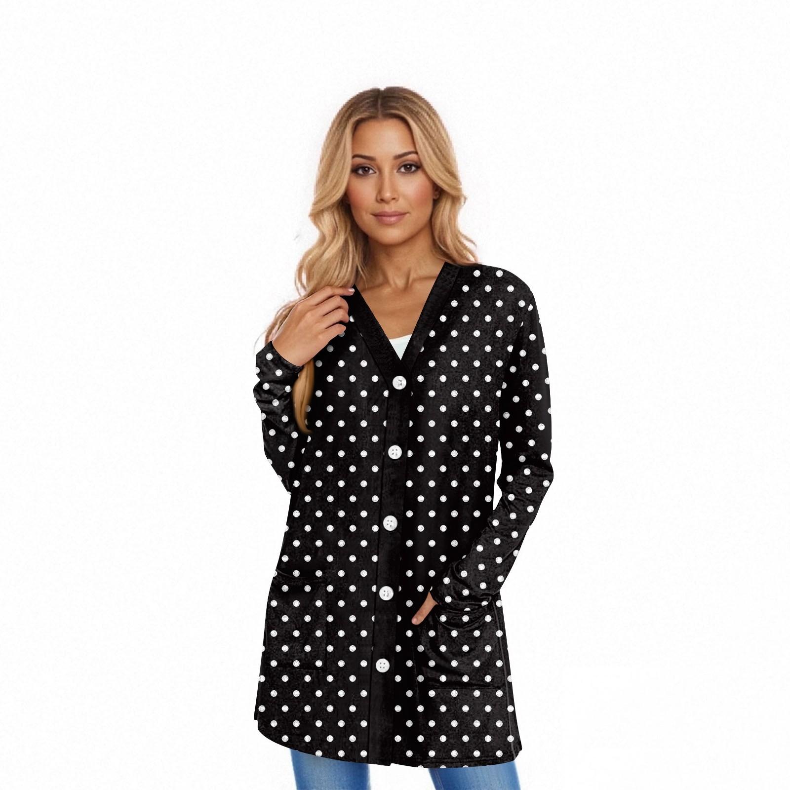 

Women s Long Sleeve Cardigan Casual Jacket With Pockets Top L чорний