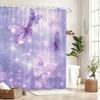 2D Printed Dragonfly Butterfly Pattern Polyester Shower Curtain - Stylish Bathroom Decorative Curtain for Home
