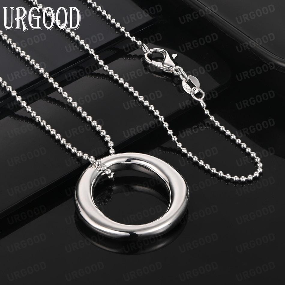 925 Sterling Silver Simple And Versatile Round Ring Pendant Necklace - Stylish Evening Jewelry