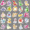 Original New Year Snake Graffiti Stickers - 50 Hand-Painted Cartoon Designs for Creative Decoration on Phone Cases and Water Bottles.