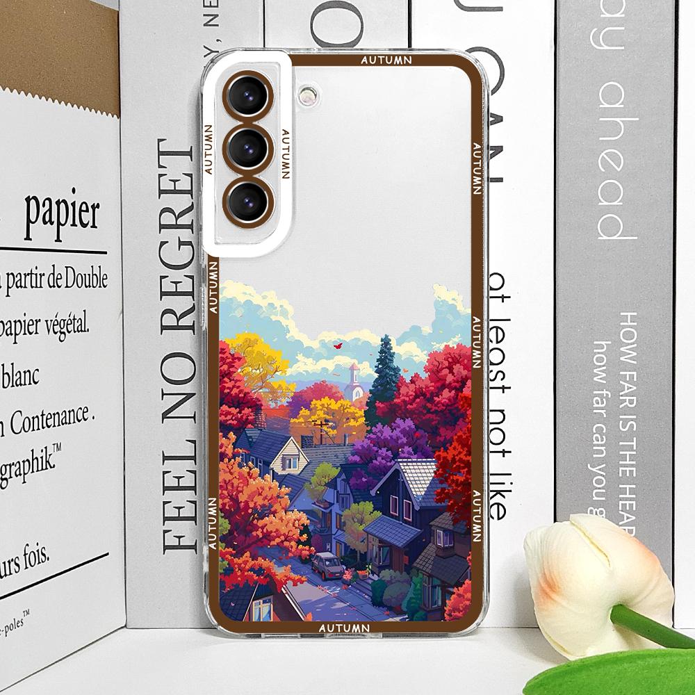 

Creative Autumn Landscape House Scenery Phone Case for Samsung Galaxy S26 S25 S24+ S23 Ultra S22 S21 S20 Plus S24 FE Soft Cover Galaxy S22 5G