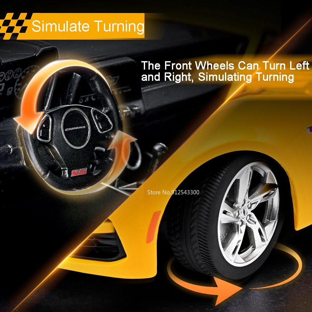 Large 1:18 Scale Camaro 530LI Model Car Toy Sliding Suspension Adjustable Seats High Simulation Sports Cars Models Kids Gifts