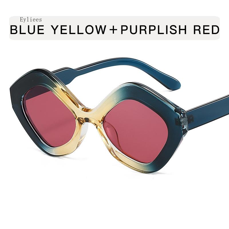 Retro Irregular Polygon Cat Eye Sunglasses Women Shades Uv400 Fashion Trending Green Pink Men Sun Glasses