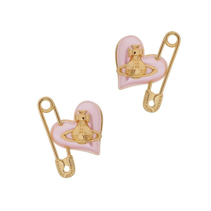 Queen Mother West's New Pink Pearl Love Pin Saturn Bracelet, Necklace, Earrings, Sweet Temperament Heart Shape