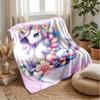 Rainbow unicorn with flowers Theme blanket Lightweight Warm Flannel Blanket Decorative Throw Blanket for Home Decoration