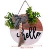 Bowknot Wooden Welcome Sign Artificial Flower Plant Wall Art Door Wreath  Wall Decor