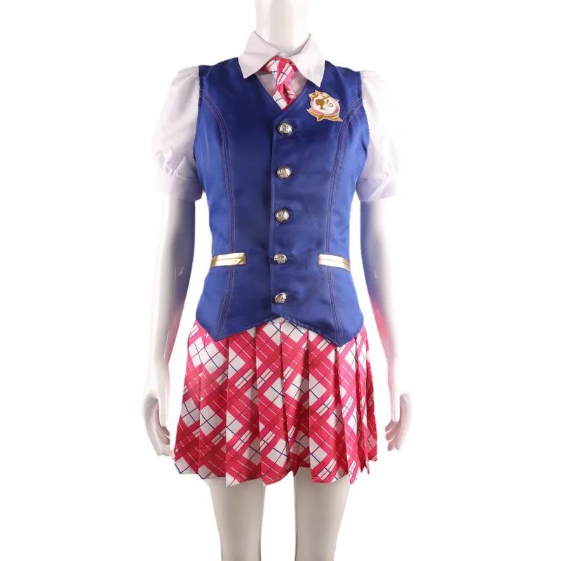 Anime Movie Barbi E Princess Charm School Delancey DE Wen Cosplay Costume Woman Top Skirt Suit Uniform Set Halloween Costumes