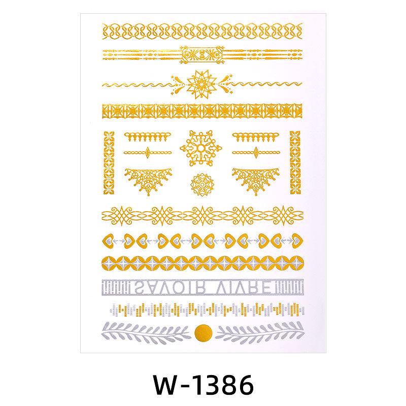 Hot Stamping Tattoo Sticker Waterproof Retro Metal Temporary Tattoo Tattoo Hot Silver Tattoo Sticker