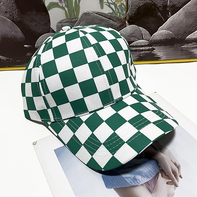 Summer Korean Plaid Sun Hat for Men - Checkered Hard Top Baseball Cap, Breathable Unisex Outdoor Peaked Cap