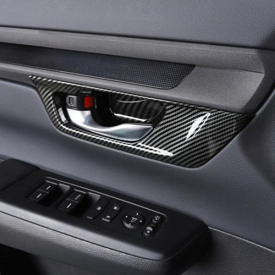 Carbon Fiber Interior Door Handle Bowl Cover Trim For Honda CR-V CRV 2023 2024