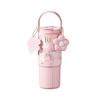 750ml Water Bottle Thermal Insulation Stainless Steel Reusable Leak-proof Strap Portable Coffee Cup Floral Pink