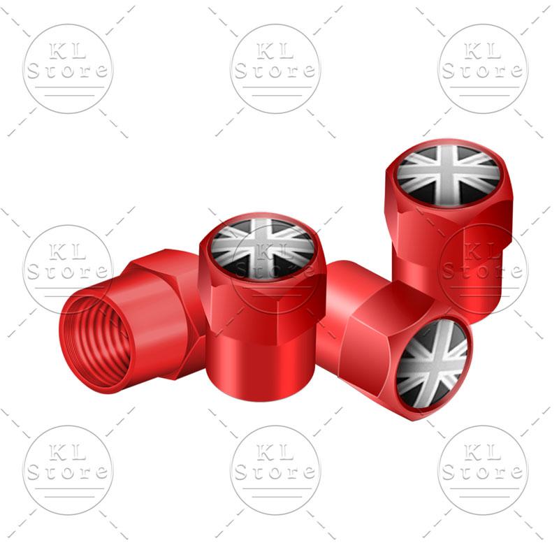 Exterior 4Pcs United Kingdom National Flag Badge Car Wheel Tyre Tires Valve Stem Caps Dust-proof Cover For Universal Automobiles