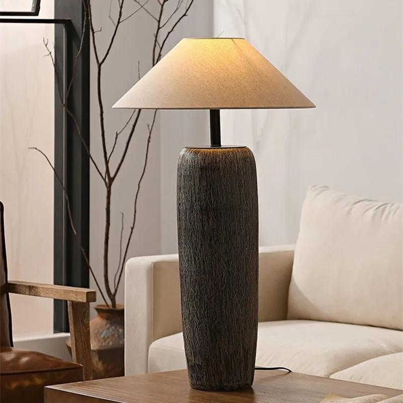 Vintage Style Living Room Floor Lamp Antique Ceramic Wabi Sabi Style Floor Lamp Bedroom Bedside Corner Sofa Lounge Standing Lamp