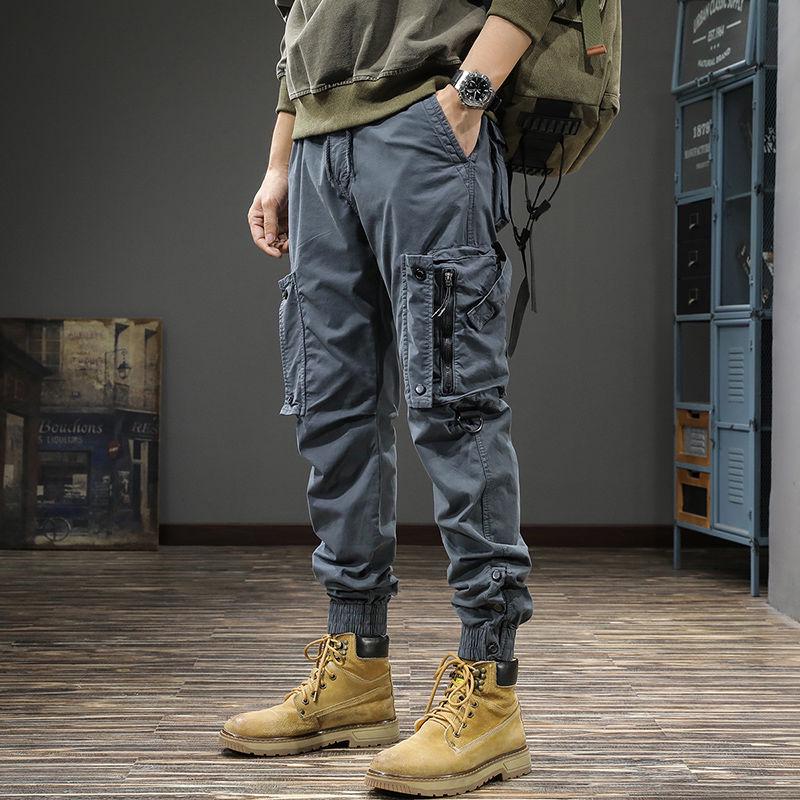 Men's Tactical Slim Fit Retro Washed Overalls for Autumn/Winter - Heavy-Duty, Cuffed Casual Pants