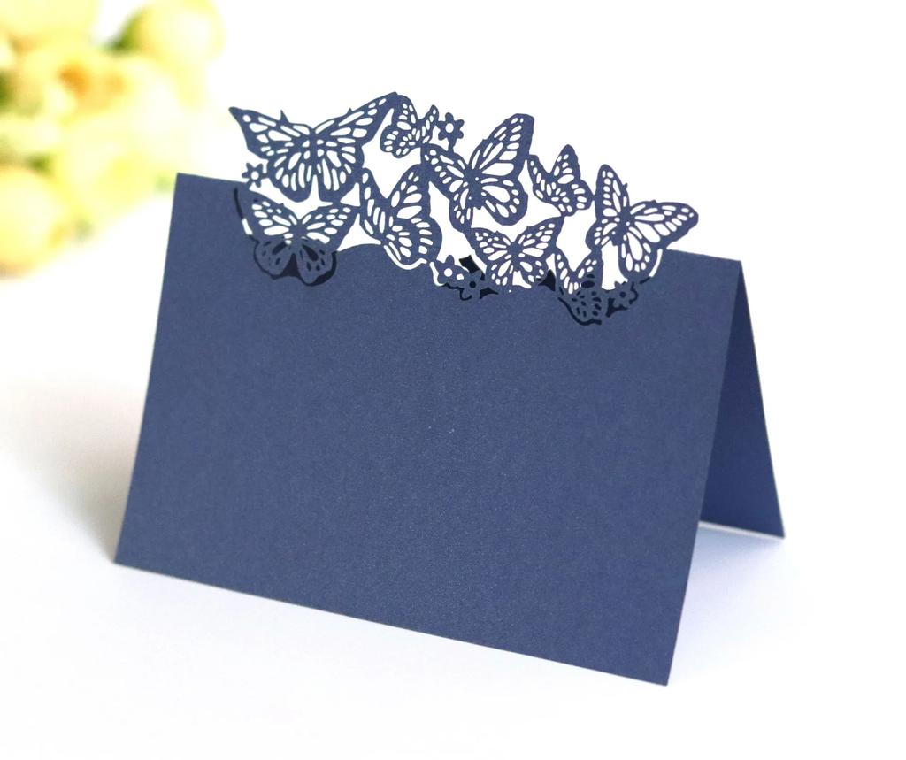 50pcs Seat Card Butterfly Hollow Heart Table Card Wedding Name Sign In Table Wholesale Table Numbers Wedding Thank You Cards
