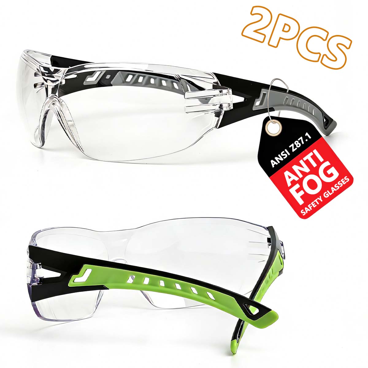 Safety Glasses Anti Fog UV400 Lightweight Rubber Temple Goggles,Eye Protection Glasses for Men & Women HM11