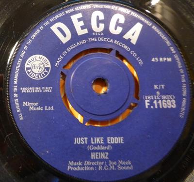 7inch Record HEINZ  Just Like Eddie F11693 Decca 1963 UK Rock Used