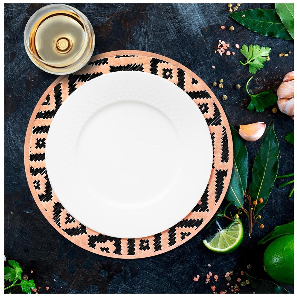 Les Trésors De Lily [A3394] - Sada pletených jutových prostírání 'Boho' černá béžová - 38 cm