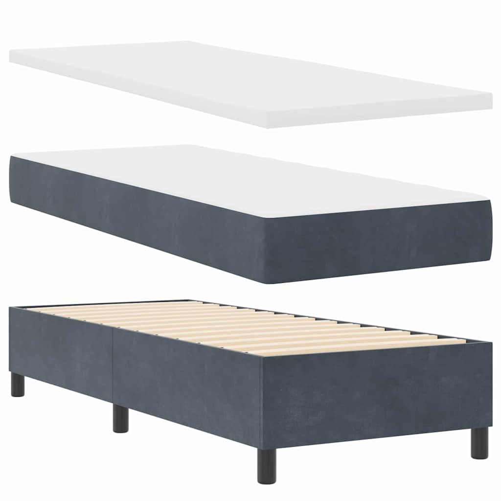 LED Boxspring Bed with Headboard Dark Grey 80 X 200 Cm Velvet