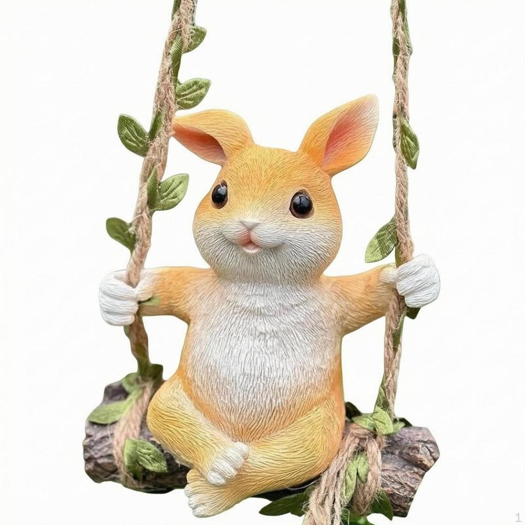 Hare Swing Ornament Sweet Decoration TexturedTextured Resin for Garden,