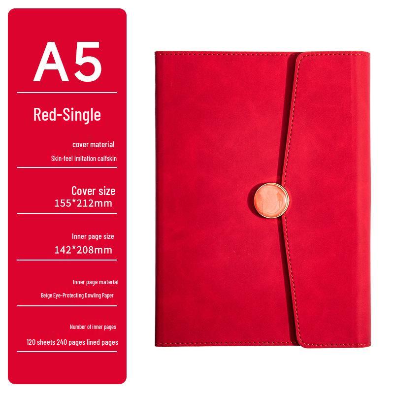 In-Stock A5 Notebook: Business Gift with Thickened Soft Leather, High-Appearance Design, Buckle Closure, and Gift Box
