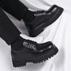 2025 New Men's Shoes Trendy Brand High-end Big Head Leather Shoes Black Low-top Martin Shoes Casual Platform Derby Shoes