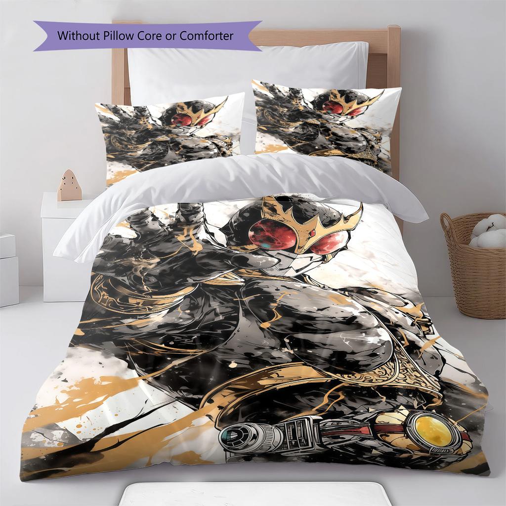 Kamen Rider Cool Armor Style Bedding Set Anime Duvet Cover Polyester Soft Comforter Bedroom Set -QJY
