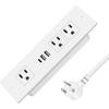 HEZI Recessed Power Strip, Furniture Drawer Outlet with 20W PD USB-C & 18W QC3.0 USB-A, Plug in 3 Outlets & USB Ports, Flush Mount 6FT White