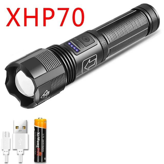 Powerful 4 Core LED Flashlight Zoomable Aluminum Alloy XHP70.2 XHP50.2 Tactical Torch Usb Rechargeable Use 18650 Battery