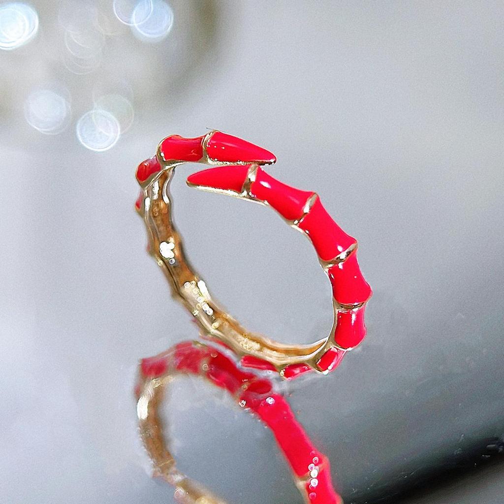 CMM European Texture Populární šperky Temperament Vícebarevný výběr Bambus Drop Glaze Móda Osobnost Nastavitelný otevírací kroužek