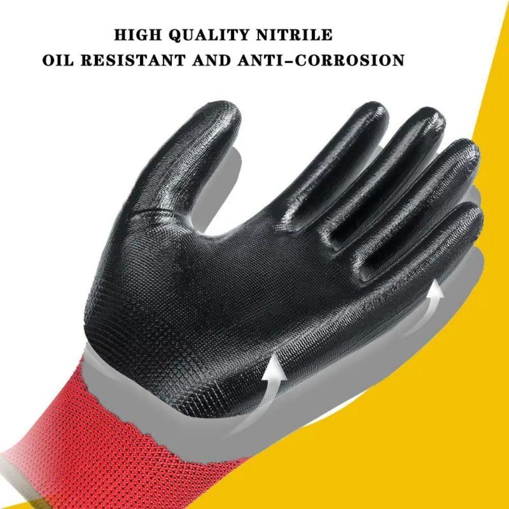 12Pairs Protection Work Gloves Fishing Latex Gloves Oil Resistant Industrial Gloves  Outdoor Sport