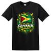 Guyana Flag T Shirt Caribbean Heritage Green Yellow Red Splash Art Tee Present
