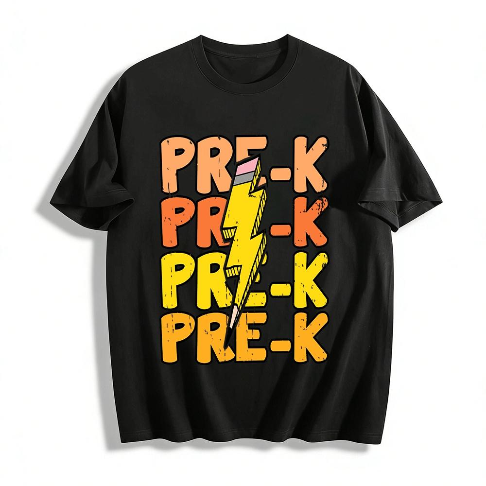

Pre-K Lightning Pencil Back To School Kids Graphic Tee Pure cotton T-shirt XXS