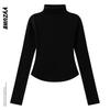 American niche design pure desire Spice Girl style short-sleeved T-shirt women's semi-turtleneck ant waist vest fashion bottoming top