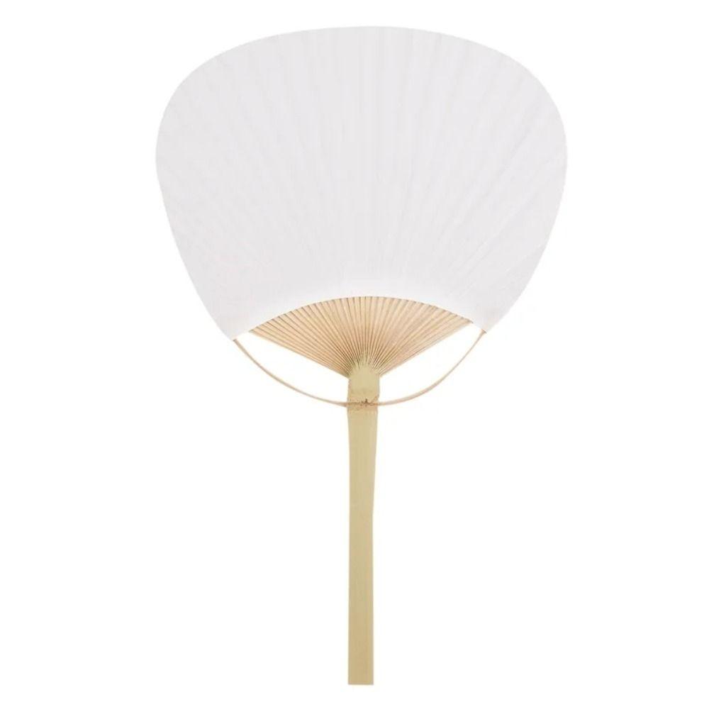 

DIY Bamboo Handle Fan Pure White Circular Fan New Paper Fan