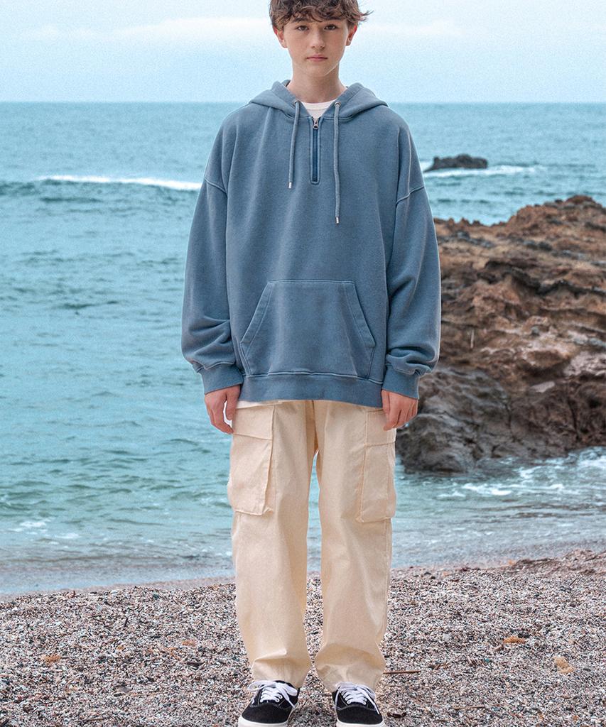 MIDNIGHT12AM Wide Tapered Cargo Pants - Cream