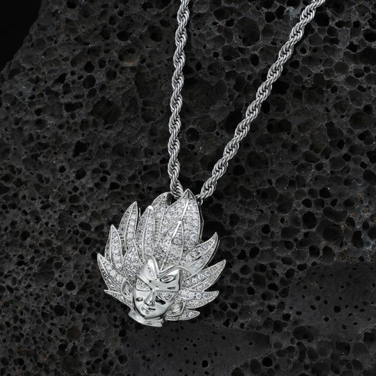 Hip Hop Style Copper Set with Zircon Wukong Pendant Fried Dough Twists Chain European and American Personality Men's Necklace Hip Hop Jewelry